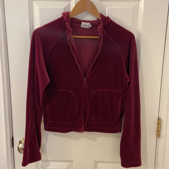 Cropped Velour Hoodie M Calvin Klein - Picture 2 of 5
